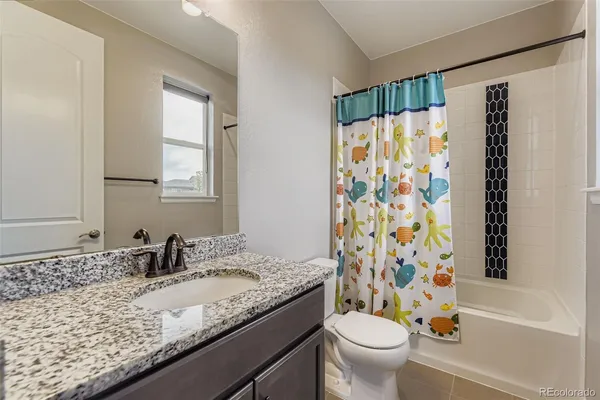 a bathroom with a granite countertop sink a toilet and a bathtub