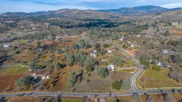 a view of a field with trees