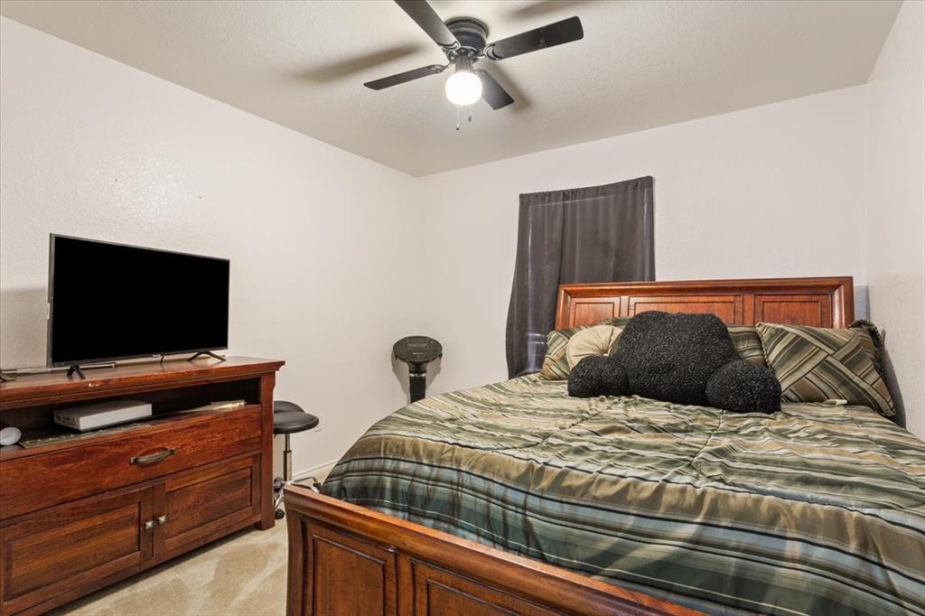 10817 Lilry Road Waco, TX 76708 - Photo 18 of 27 Bedroom with a ceiling fan and light colored carpet