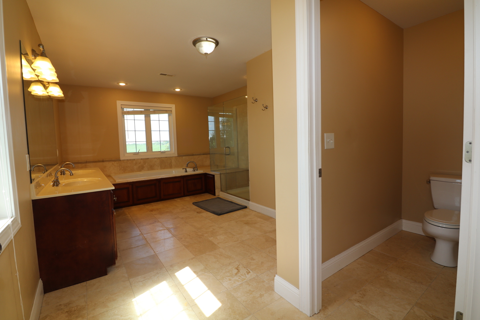9358 Little Galilee Road Clinton, IL 61727 - Photo 28 of 40 a bathroom with a sink a toilet and a large mirror