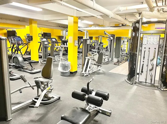 a view of a room with gym equipment