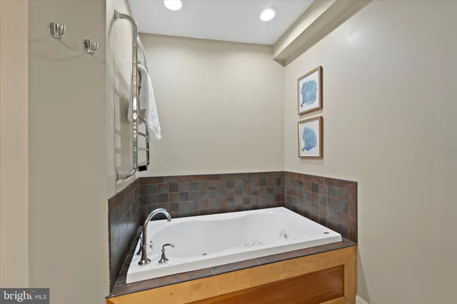 a bathroom with a bathtub
