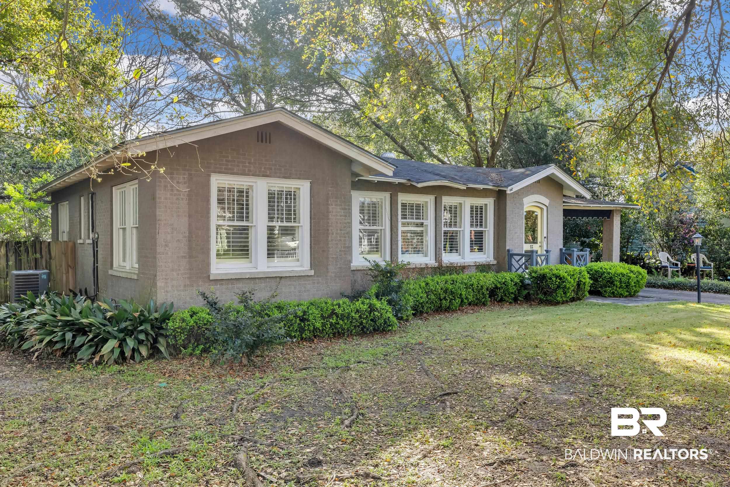 55 Mohawk Street Mobile, AL 36606 - Photo 6 of 28 View of front of property with brick siding, central AC, and a front yard