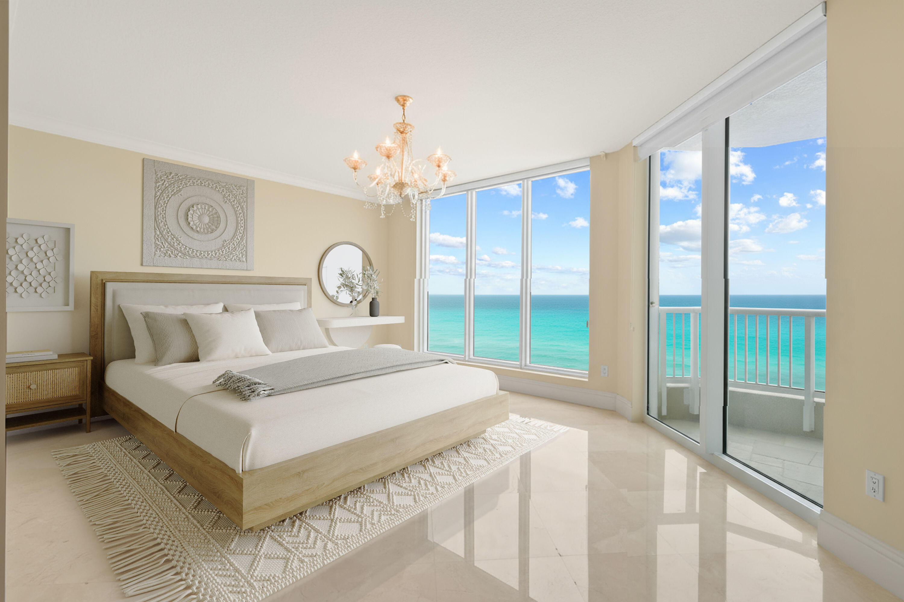 5050 North Ocean Drive, Unit 702 Singer Island, FL 33404 - Photo 10 of 40 a bedroom with a large bed and a large window