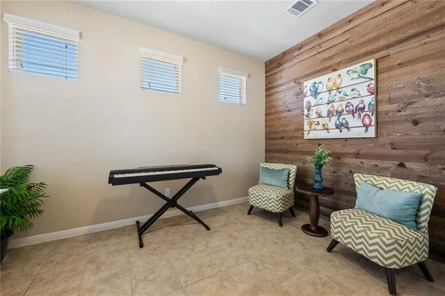 a bench sitting in middle of a room