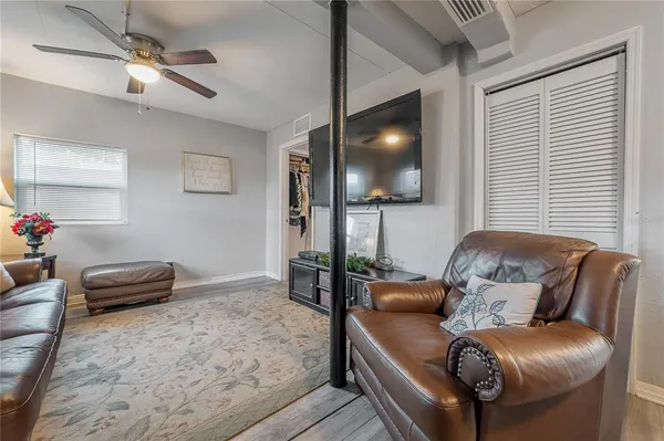 a living room with furniture