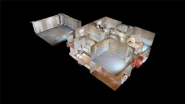 a view of furniture in wooden floor