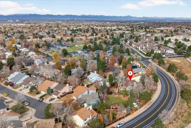 an aerial view of a house