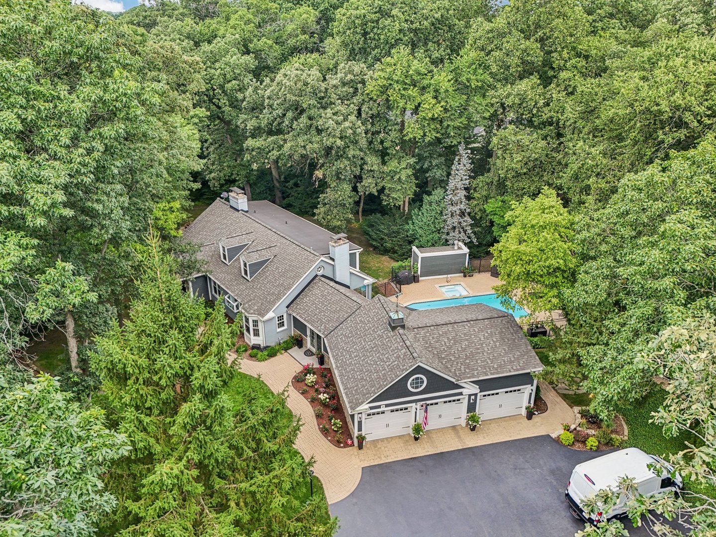 1834 West Palatine Road Palatine, IL 60067 - Photo 50 of 56 an aerial view of a house with swimming pool and garden view