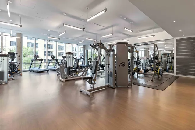 a view of a room with gym equipment