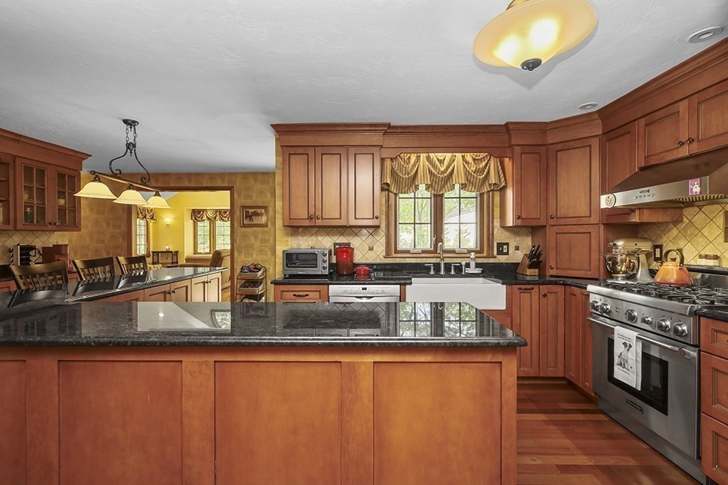 6 Lydia Lane Franklin, MA 02038 - Photo 29 of 42 a kitchen with stainless steel appliances granite countertop a stove a sink and a microwave