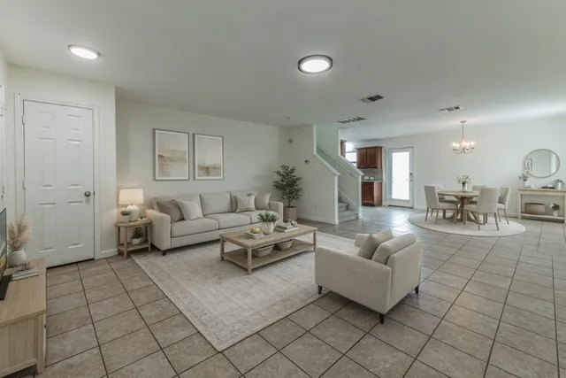 a living room with furniture