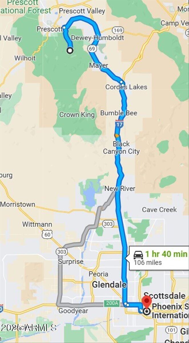 5140 East Charcoal Kiln Road Prescott, AZ 86303 - Photo 62 of 64 66-069_Distance to Skyharbor Airpor