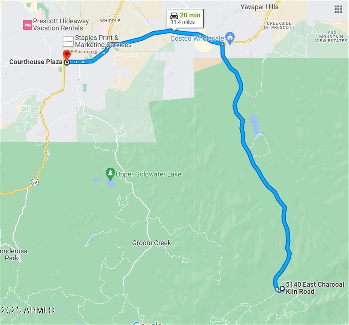 5140 East Charcoal Kiln Road Prescott, AZ 86303 - Photo 63 of 64 67-067_Distance to Downtown Prescot