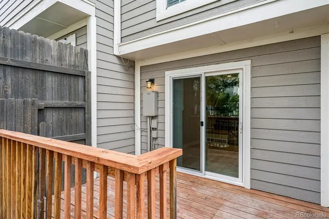 a view of wooden balcony