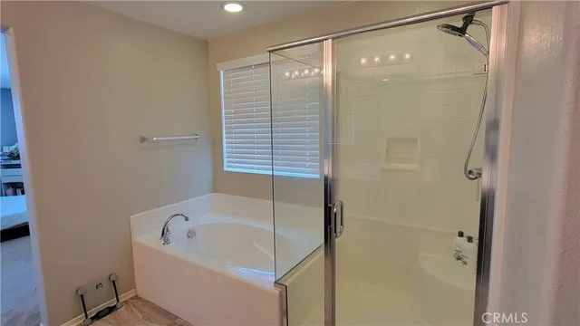 a view of a porch with wooden floor