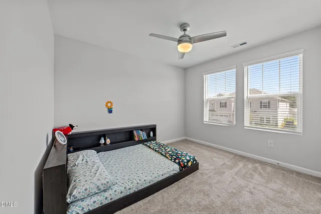 a living room with furniture a ceiling fan and a rug
