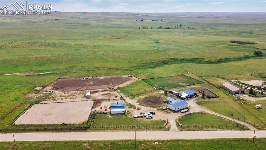 Aerial view with a rural view
