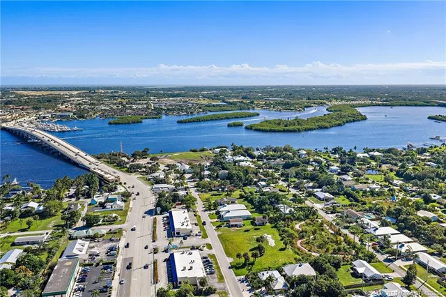 an aerial view of a house with a garden