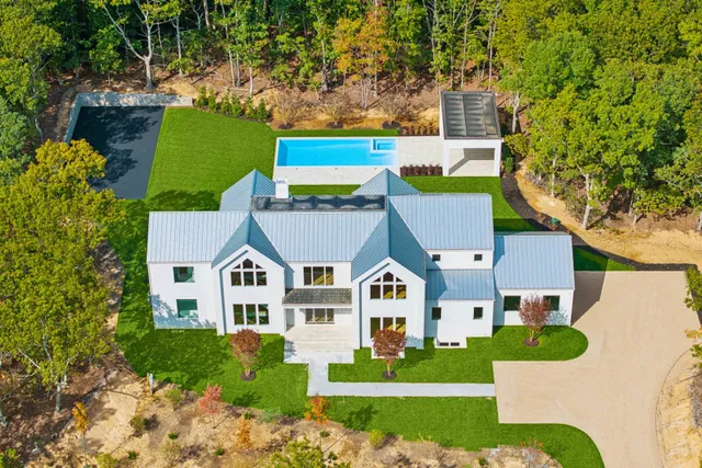 an aerial view of a house