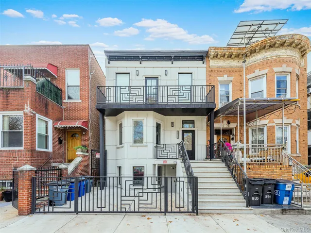 a front view of a multi story building