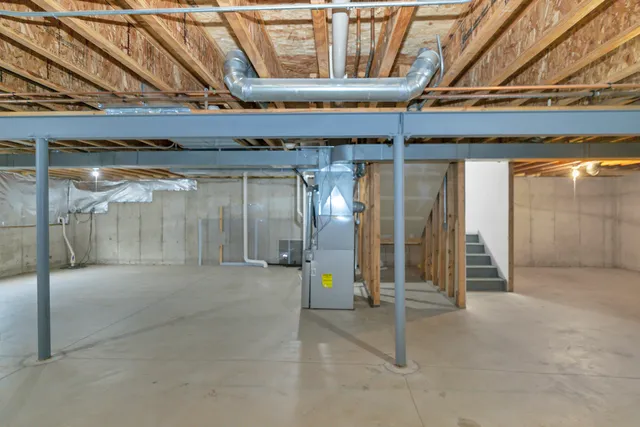 a view of a room with wooden walls