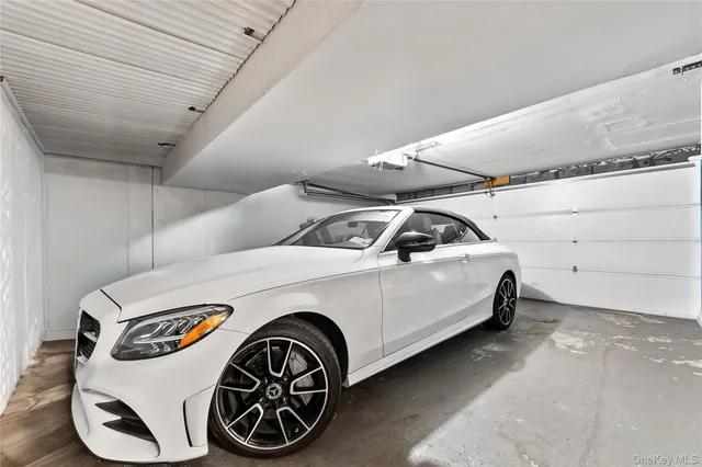 a car parked in a garage