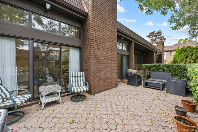 a building outdoor space with seating space