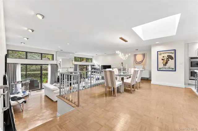 a view of a livingroom with furniture and a table