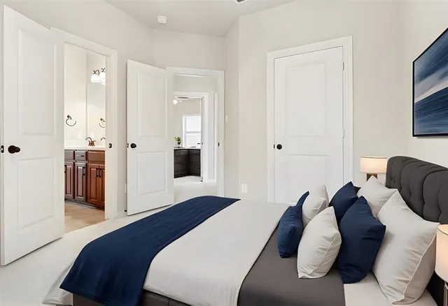 an empty room with closet area