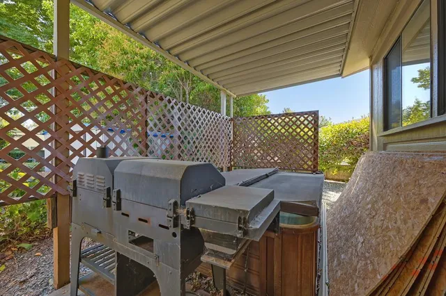 a outdoor living space with furniture