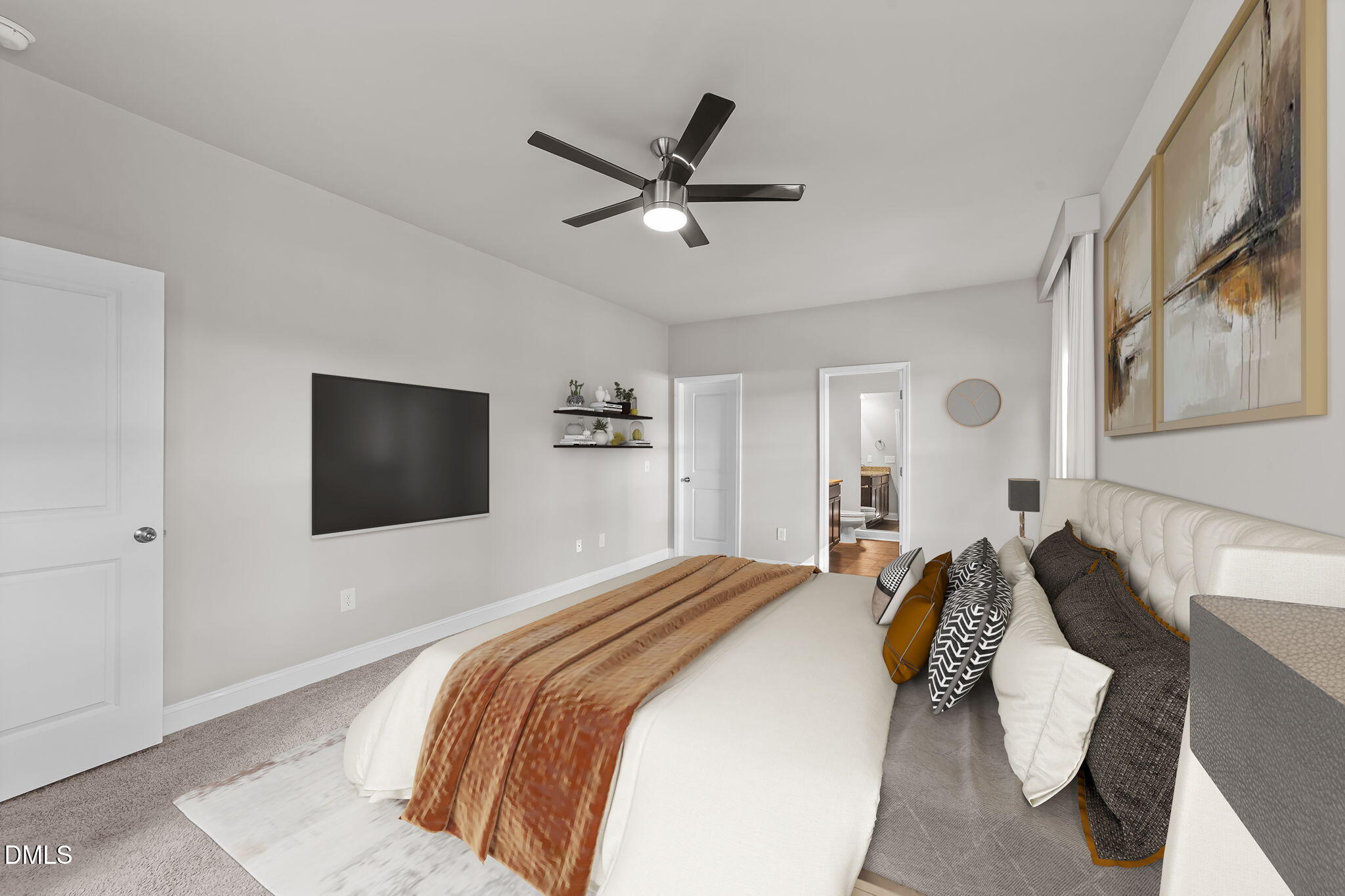 2504 Fleming Road Fuquay-Varina, NC 27526 - Photo 22 of 41 a bedroom with a bed and a flat screen tv