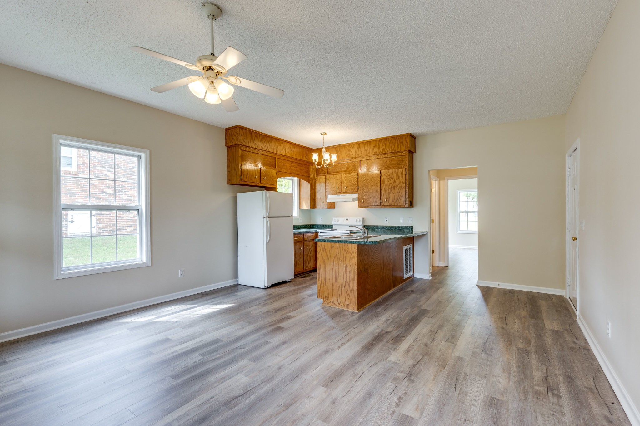 225 Locust Street Pulaski, TN 38478 - Photo 12 of 44 a view of kitchen with granite countertop cabinets and wooden floor