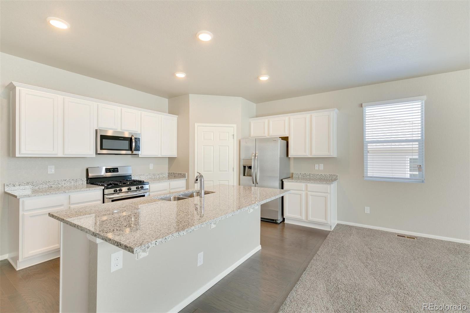 925 Camberly Drive Windsor, CO 80550 - Photo 12 of 29 a kitchen with stainless steel appliances granite countertop a sink stove and refrigerator