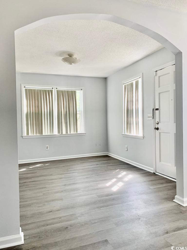 105 South Merriman Road, Unit 1 Georgetown, SC 29440 - Photo 8 of 22 Foyer featuring arched walkways, healthy amount of natural light, a textured ceiling, and light wood finished floors