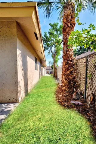 a view of yard from a patio