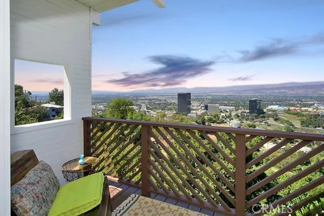a view of a city from a balcony