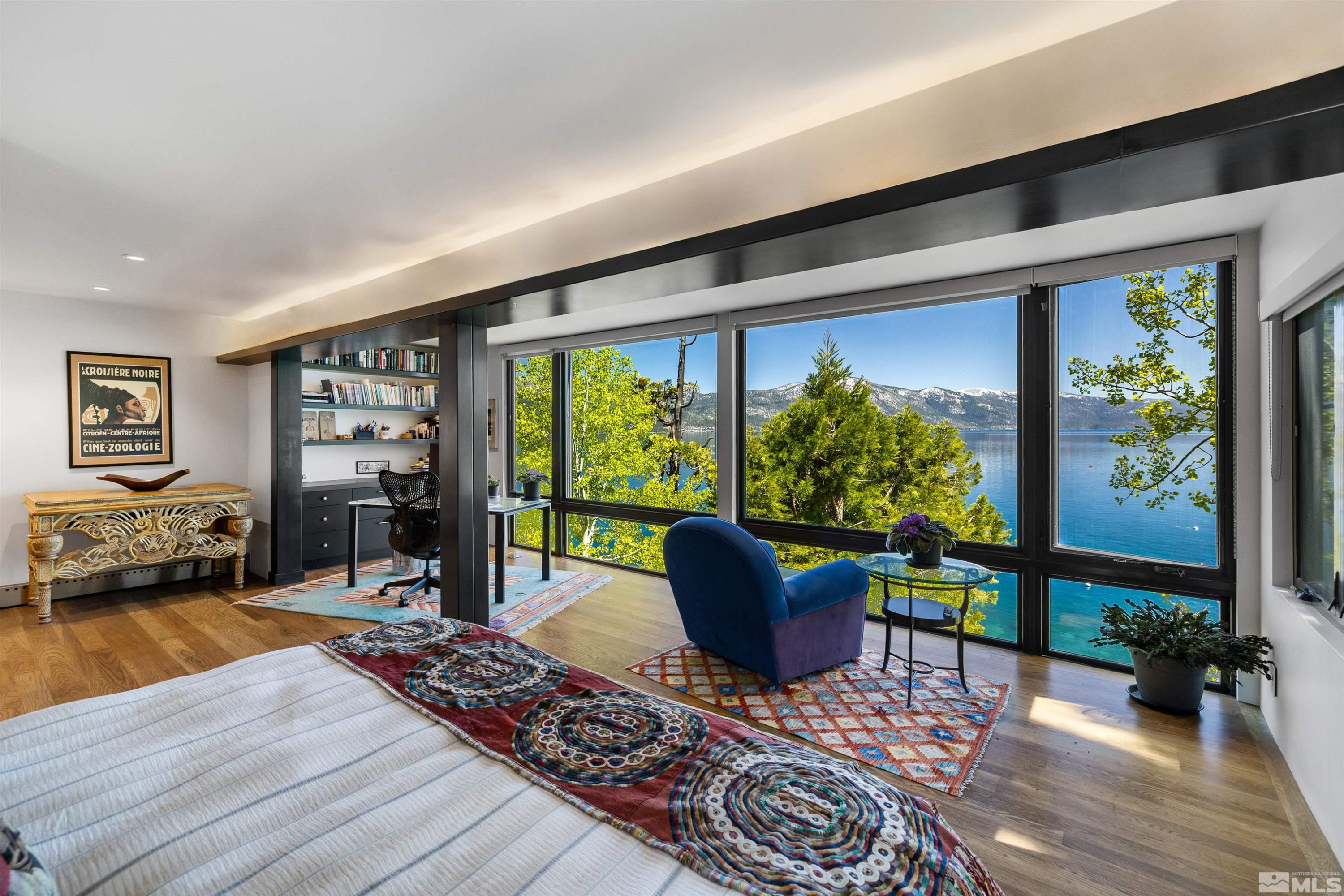 475 Lakeshore Boulevard, Unit 36 Incline Village, NV 89451 - Photo 26 of 40 a living room with furniture floor to ceiling window and wooden floor