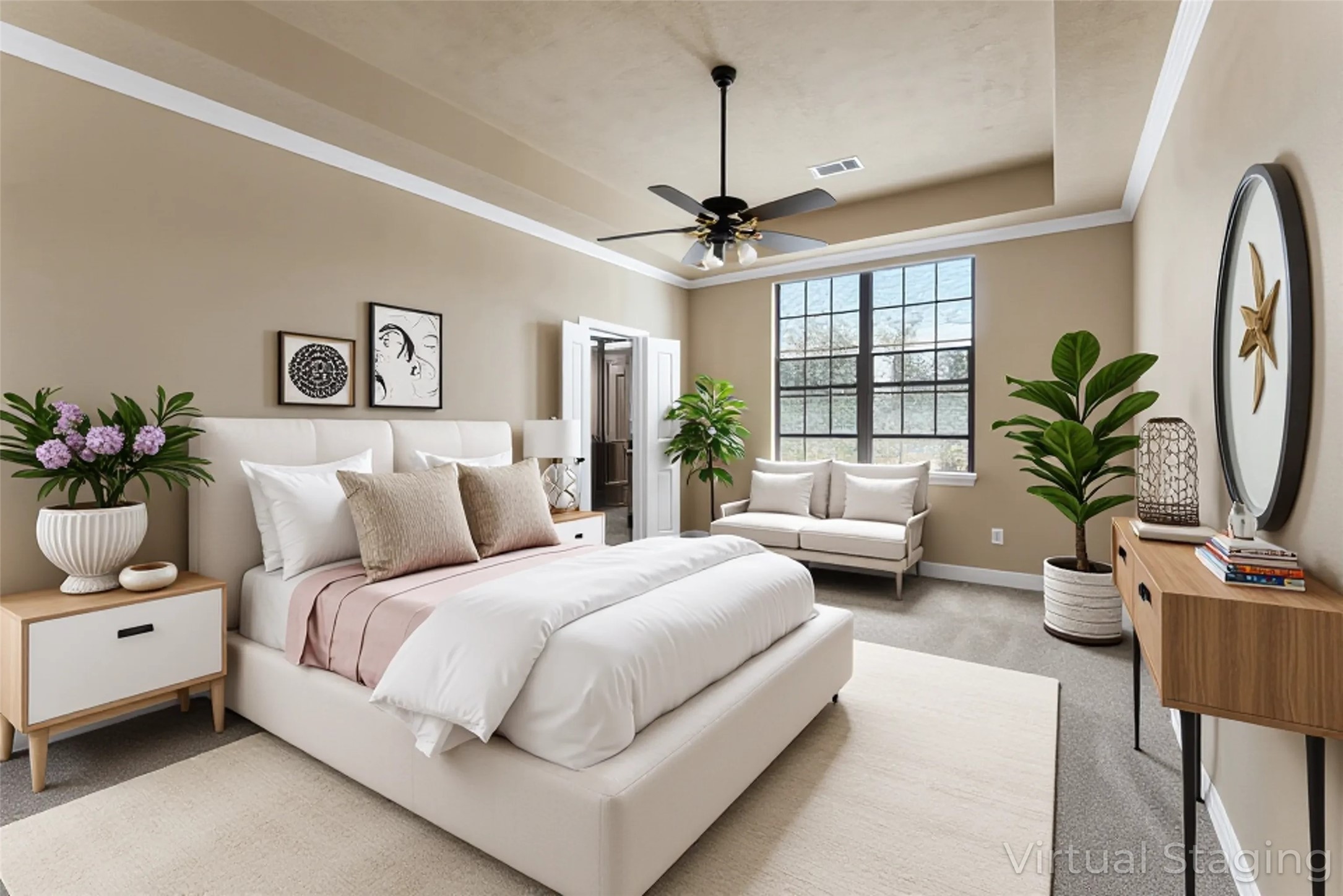 723 Audra Lane Spring, TX 77386 - Photo 20 of 35 a bedroom with bed and a chandelier