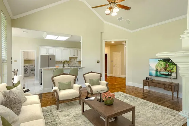 a living room with furniture