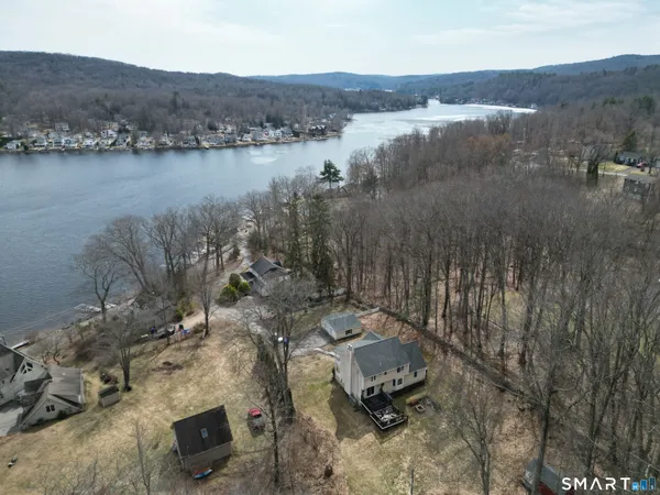 a view of a lake with outdoor space