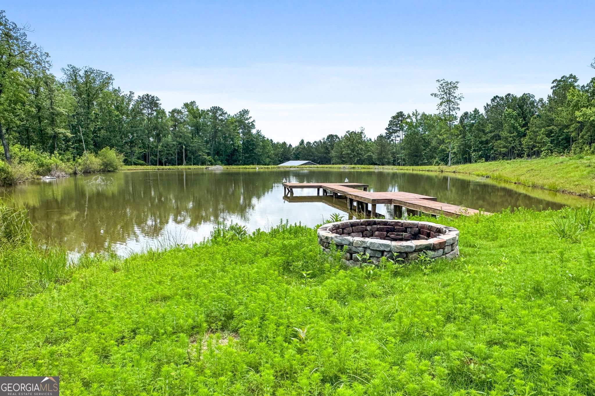 735 Firetower Road Thomaston, GA 30286 - Photo 100 of 112 a view of a lake with a yard and large trees