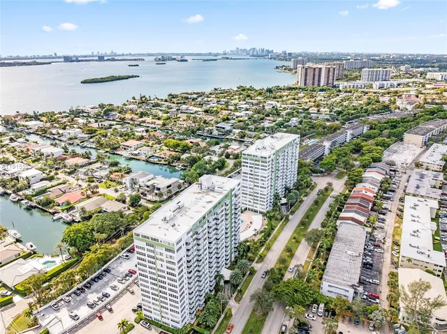 a view of a city and an ocean view