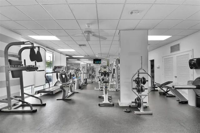 a view of a room with gym equipment