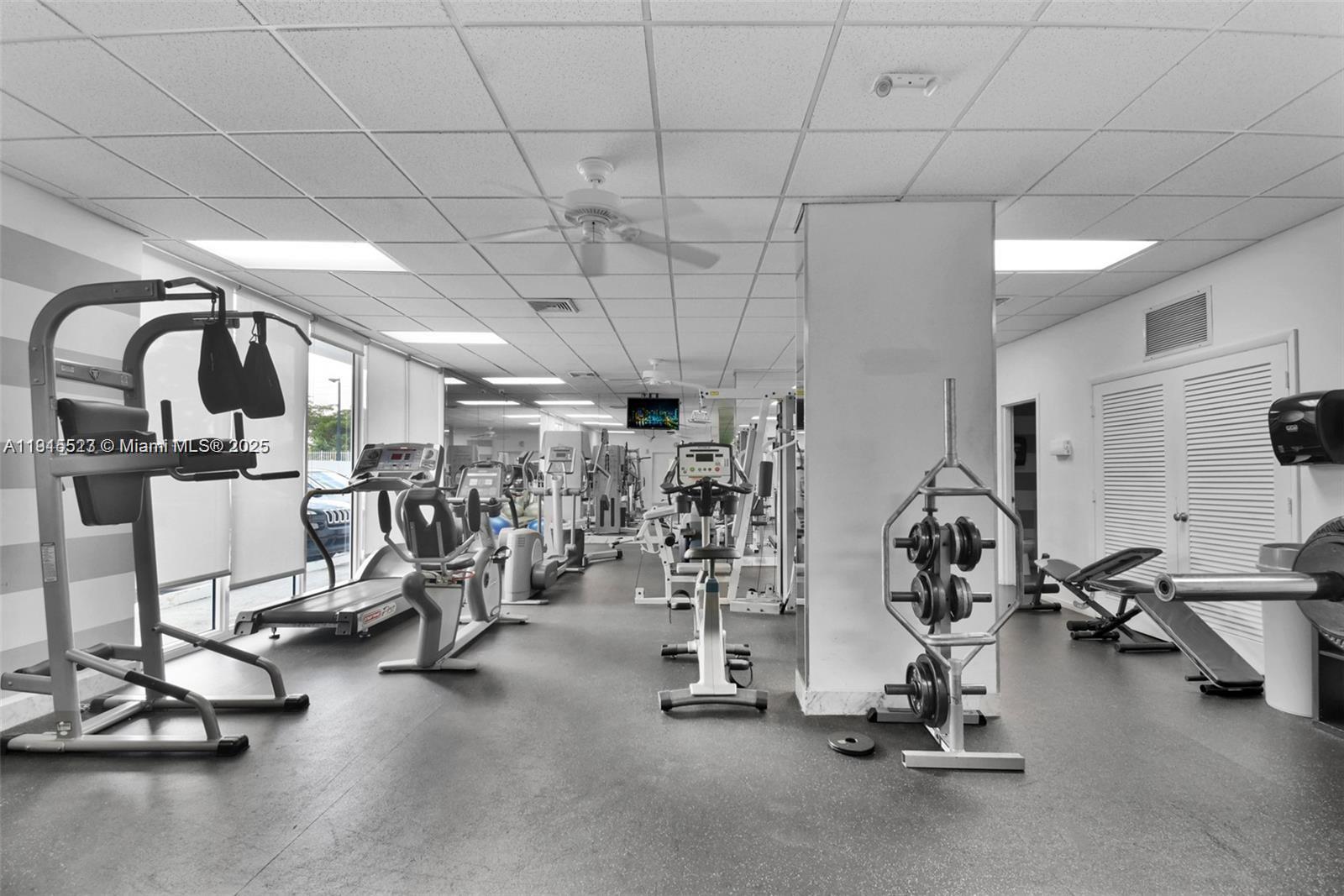 2100 Sans Souci Boulevard, Unit B1006 North Miami, FL 33181 - Photo 34 of 40 a view of a room with gym equipment