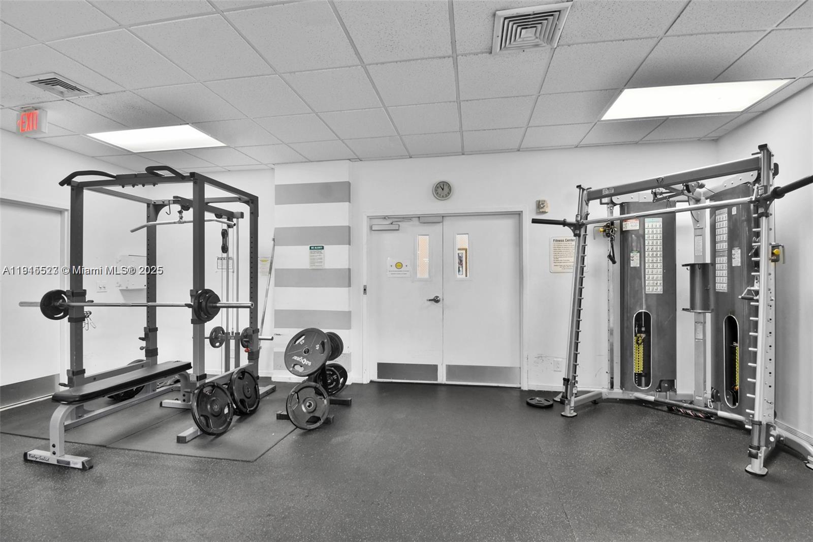 2100 Sans Souci Boulevard, Unit B1006 North Miami, FL 33181 - Photo 35 of 40 a view of a room with gym equipment