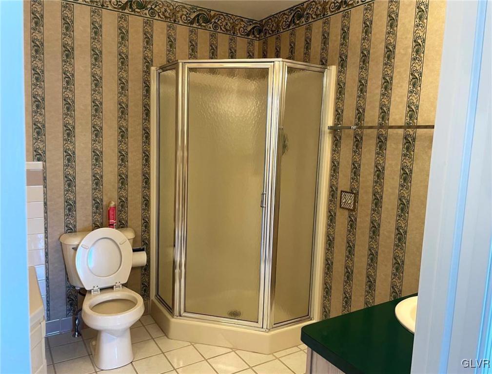 1690 Harding Circle Whitehall, PA 18052 - Photo 21 of 32 a bathroom with a granite countertop shower and a toilet