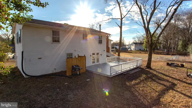a view of a street with large trees