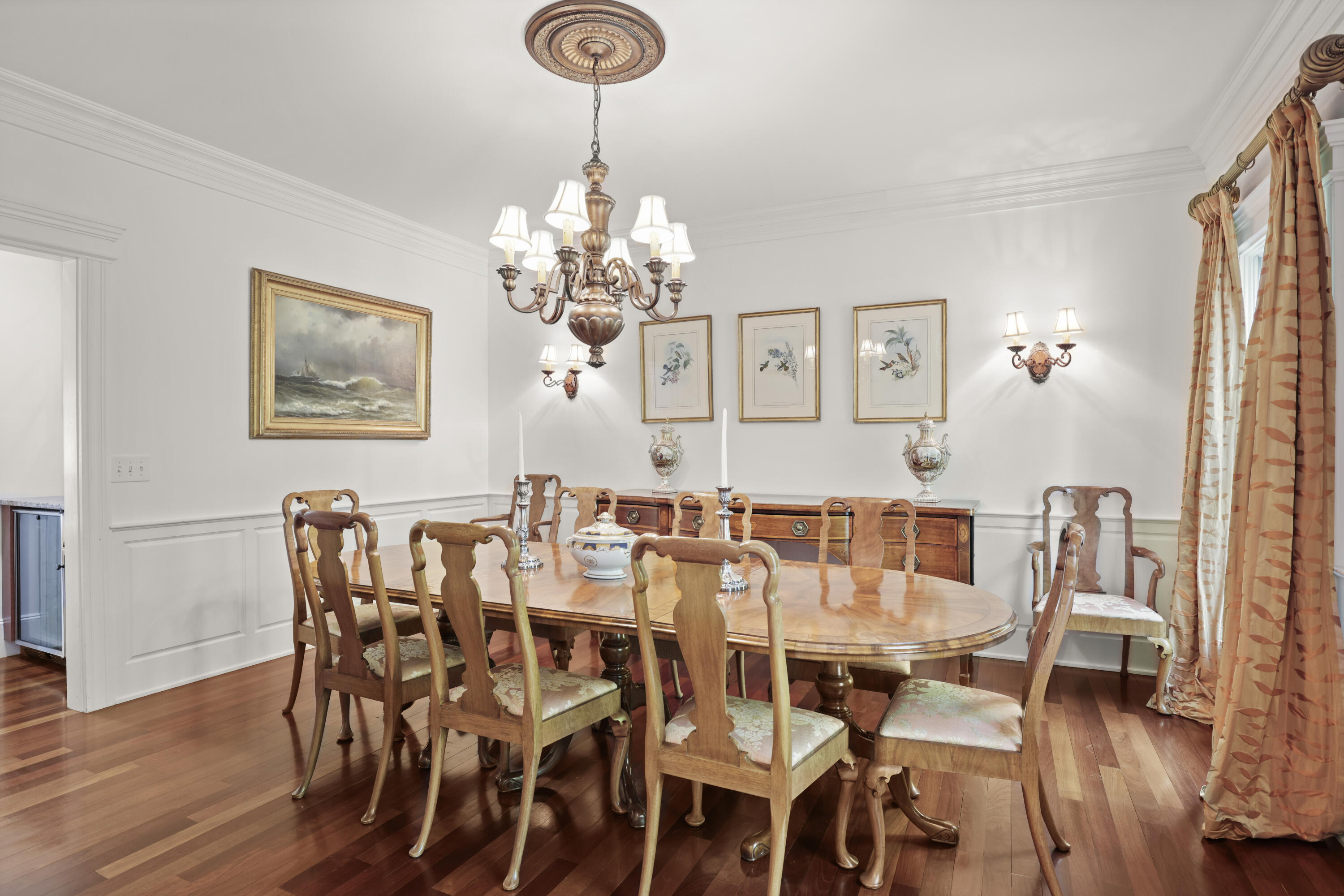 218 Limestone Road Ridgefield, CT 06877 - Photo 23 of 41 a view of a dining room with furniture and wooden floor
