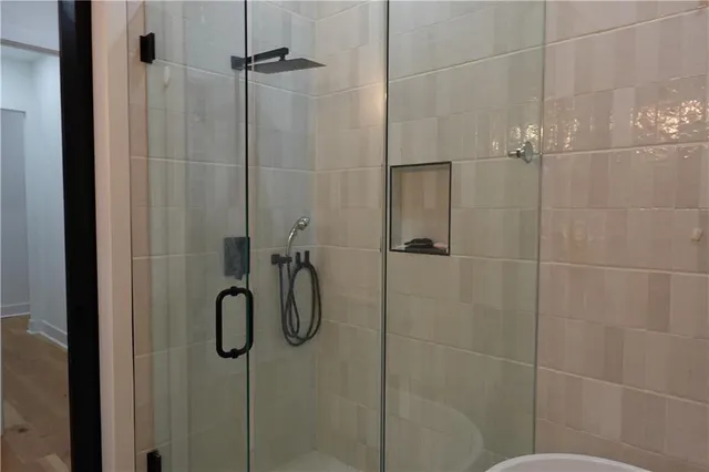 a bathroom with a shower